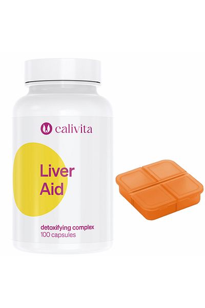 Calivita Set suplimente Liver Aid + cutie de pastile recomandate pentru protecția ficatului (100 capsule) -