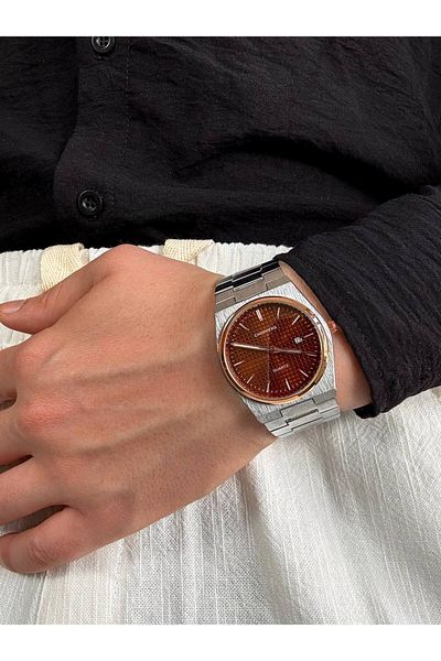 Arvens Vintage Red Inside Men's Wristwatch Stainless Steel Cord Tough Steel Case Color Does Not Throw Does Not Tarnish