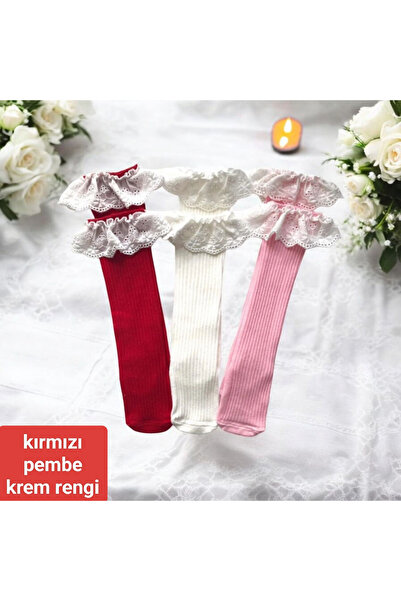 ÖZKARDEŞLER BABY Özkardeşler baby Bebek ve Çocuk diz altı dantelli çorap 3lü