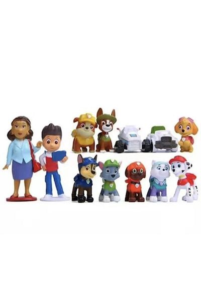 PAW PATROL Set 12 Figurine Patrula Catelusilor, Paw Patrol, 2-8 cm