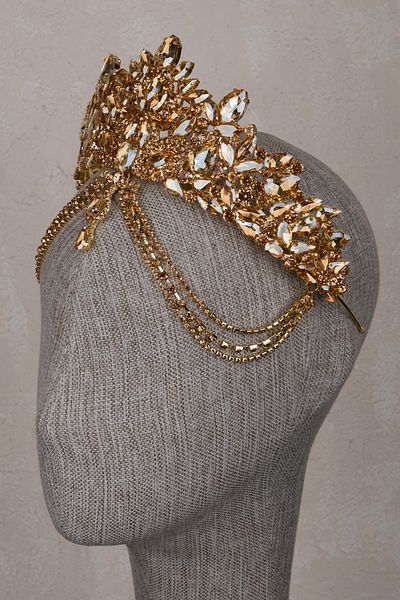 Hayalperest boncuk Velisse Honey Tones Stone Bridal Crown Stylish Accessory