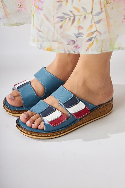 Limoya Papuci de damă Kassid Blue Comfort din piele naturală