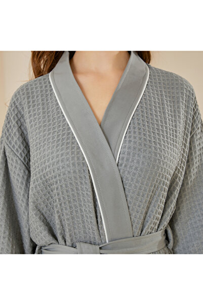 REEFI Rustic Grey Waffle Bathrobe