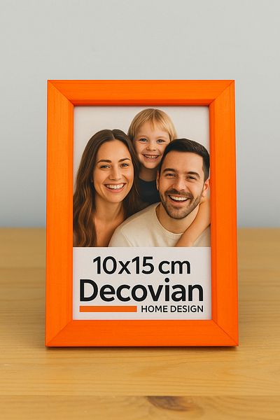DecovianHomeDesign Natural Wood Modern Footed 10X15 Photo Frame |   Orange Colored Desktop Frame |   Unpainted