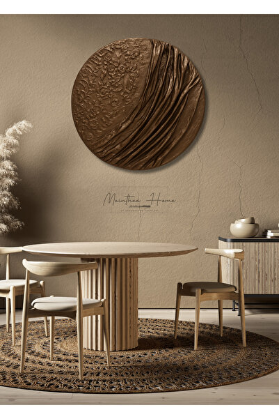 MAİNTHEAHOME Dokulu Yuvarlak Alçı Tablo - Ayın Yansısı | El Yapımı 3D Dekorat...