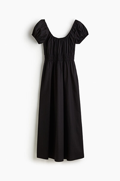 H&M Omuzları Açık Poplin Elbise