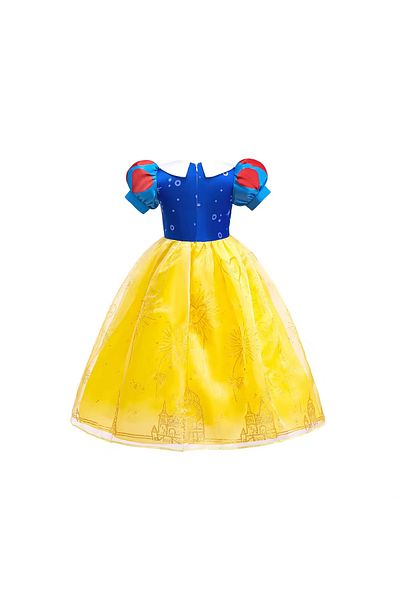 EvrikaUnity Snow White Dress for Girls, Set with Headband, Crown and Necklace, 3-4 years, 110 cm, Yellow