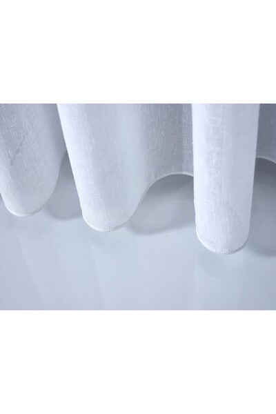 Elen's Premium Kalite UZUN Natural KETEN Görünümlü Ütü İstemez Kalın BEYAZ Tül Perde 1/2 Pileli FOLDED