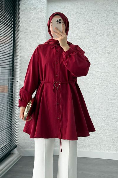 MELEK ARAZ Heart Belted Tunic - Burgundy