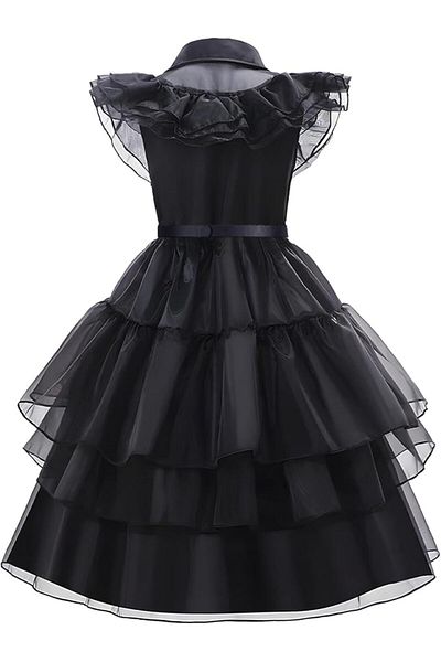 EvrikaUnity Wednesday Dress for Girls, Set with Wig, Jewelry and Accessories, 3-4 years, 110 cm, Black