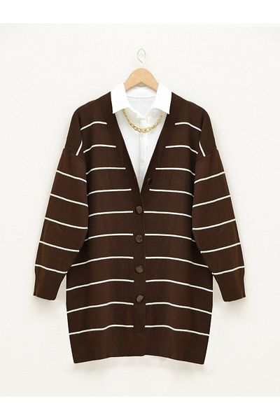 HİJABAYA Buttoned Long Knitted Cardigan