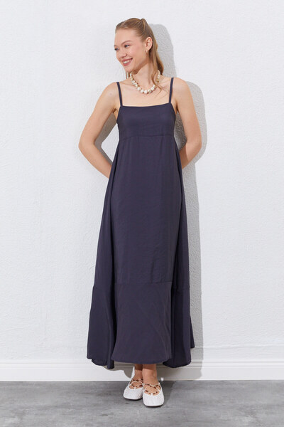 EDITION WOMAN Γυναικείο φόρεμα Modal με λουράκια - Ανθρακί |   28-10046