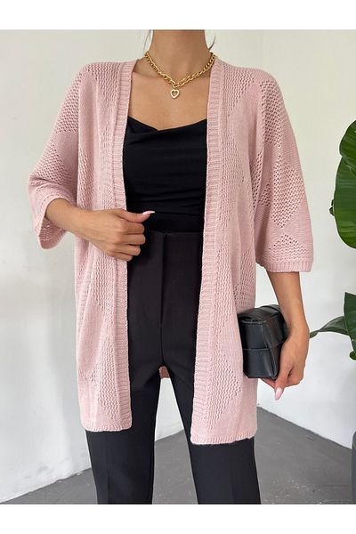 HİJABAYA Square Patterned Bat Sleeve Cardigan
