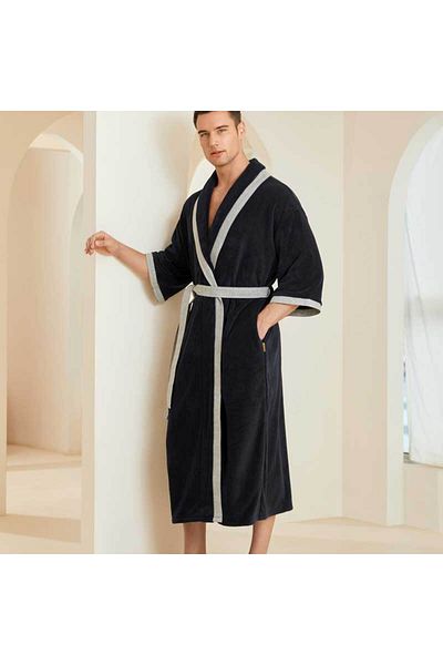 REEFI Royal Black Rustic Bathrobe