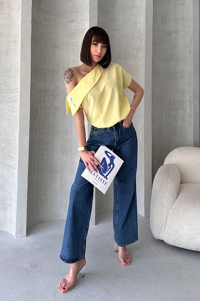 New Now Cămașă de designer fără mâneci, cu detaliu cu nasturi, cu guler încrucișat