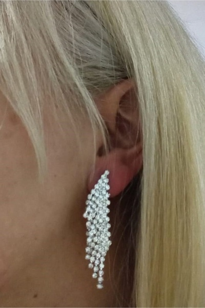 mos&more Taşlı Sallantılı Şık Kadın Küpe