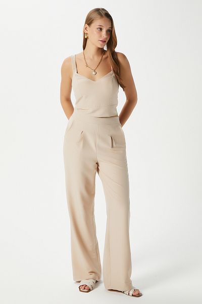 Ritnice Pantaloni Palazzo din nurcă cu talie elastică Cupra Cool Texture pentru femei