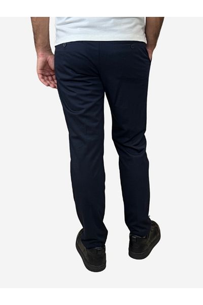 s.Oliver Men's slim fit suit trousers in dark navy stretch jersey fabric