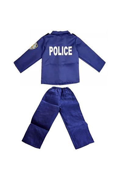 EvrikaUnity Policeman Costume for Boys, Set with Cap, Whistle and Handcuffs, 130 cm, 5-6 years, Navy Blue