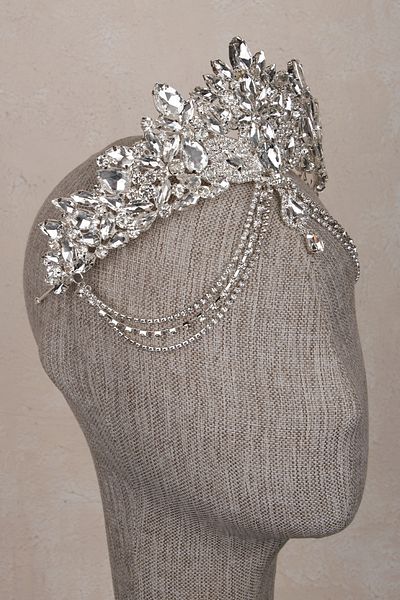 Hayalperest boncuk Velisse Silver Color Bridal Crown Shiny Detailed Model