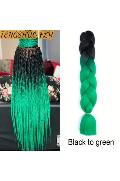 Zeysum Siyah Yeşil Ombreli Afrika Zenci Örgüsü Box Braid Sentetik Saç 60cm 100gr