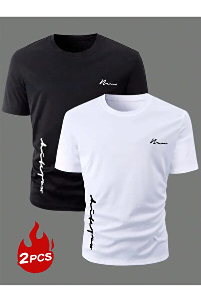 bellanova 2Pcs Lightweight Cotton Crew Neck T-Shirts Set for Men's Summer Sports