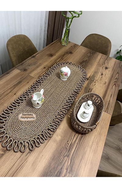 naylişhome Jute Straw Runner Supla Gift Dowry Tablecloth Bohemian Basket Tableware Kitchen