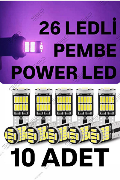 SİSA SENİSTESENAL T10 LED 26 Ledli 10 Adet W5w Metal Ultra Power PEMBE Park P...