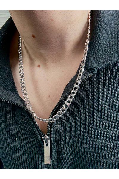Arvens Men's Silver Stainless Steel Necklace Does Not Lose Color Does Not Fade Unisex Does Not Fade