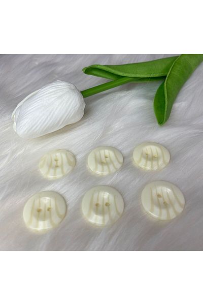 BRAVE TEKSTİL ÜRÜNLERİ Round Model Striped 2 Hole Button (32 Size) 20mm-6 Pieces