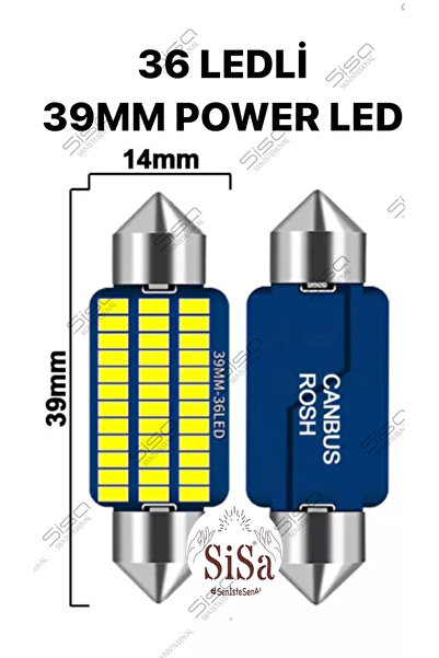 SİSA SENİSTESENAL Sofit Led 39mm Canbus Beyaz C5w Tavan Plaka Ampulü 2 Adet (1 Takım)