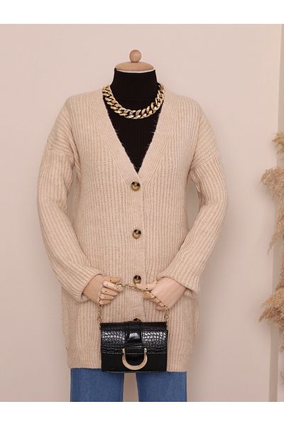 HİJABAYA Buttoned Thick, Soft Knitwear Cardigan