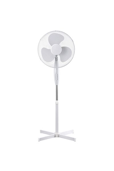 Well Ventilator cu picior WELL, 45 W, diametru 40 cm, 3 trepte de viteza, gril frontal de protectie, alb