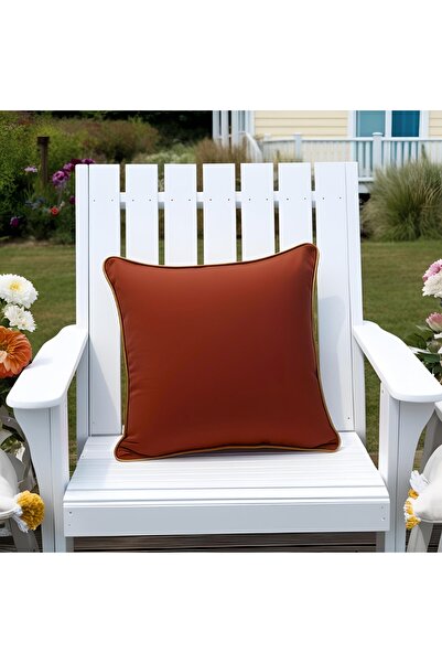 Bc Home غطاء وسادة مربع من البلاط بحافة ذهبية، قطعة واحدة مقاس 43 × 43 سم