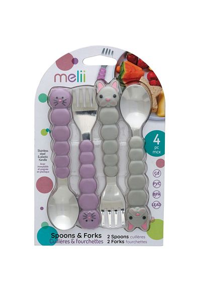 Melii SET OF 4 COLORED CUTLERY, MELII, CAT&BULLDOG PATTERN
