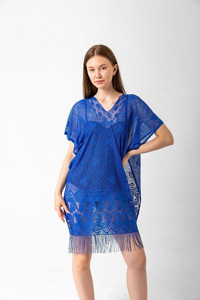 MARBERRY Saks Blue Mesh Women's Pareo Beach Dress