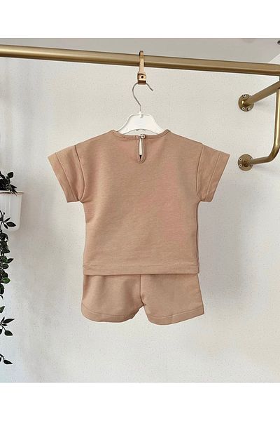 Purenestore Children's Teddy Bear Embroidered Shorts T-Shirt Set