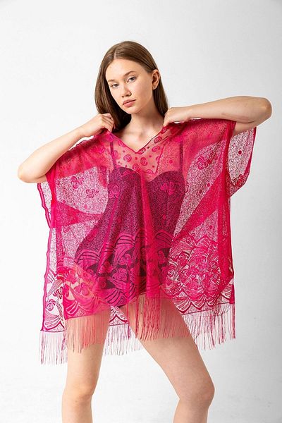MARBERRY Fuchsia Mesh Women's Pareo Beach Dress