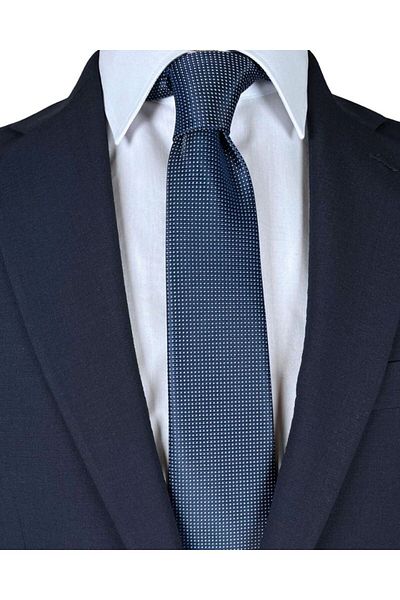 1001 Kravat Navy Blue Patterned 7 cm Wide Thin Tie