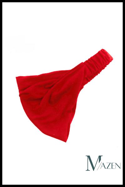 MAZEN Parachute Red Hair Band Athlete, Yoga Hair Collector Wide Stretchy Combed Fabric