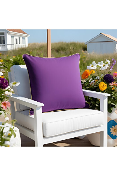 Bc Home Altın Kenar Biyeli Mor Kare Kırlent Kılıfı Yumuşak Dokulu 1 Adet 43 x...