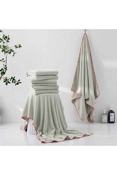 REEFI Rustic Body Towel - Pistachio - Floral Edges (Size 70*140 cm)