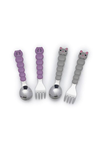Melii SET OF 4 COLORED CUTLERY, MELII, CAT&BULLDOG PATTERN