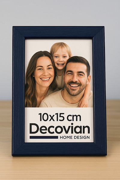 DecovianHomeDesign Natural Wood Modern Footed 10X15 Photo Frame |   Navy Blue Color Desktop Frame |   Unpainted