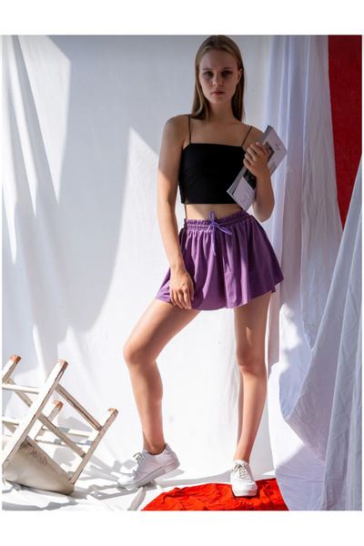 machiavelli LİLA LİKRALI KISA SPOR ŞORT ETEK