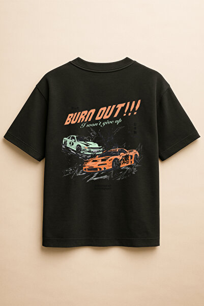 Altair Tr تي شيرت أسود اللون كبير الحجم مطبوع عليه سيارة Jdm للجنسين