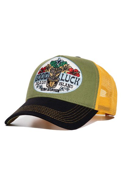 King Kerosin Trucker Hat with Mesh - Good Luck Embroidered Summer Hat