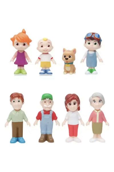 Cocomelon Set 8 Figurine CoComelon, Jhony Jhony, ABS, Mbong®, 3-6 cm