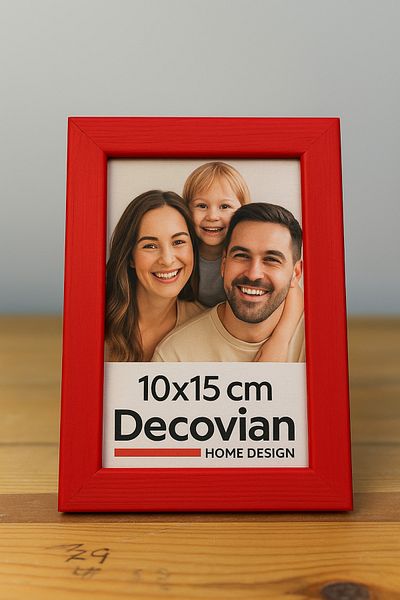DecovianHomeDesign Natural Wood Modern Footed 10X15 Photo Frame |   Red Colored Desktop Frame |   Unpainted