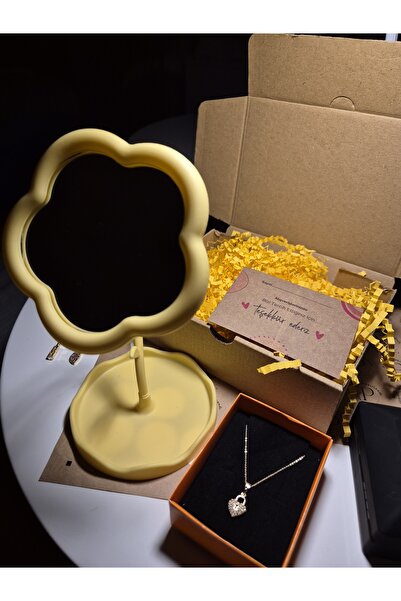 Panelya الزركون حجر قفل القلب الصلب قلادة الجدول مرآة ماكياج هدية لصديق أحبائهم